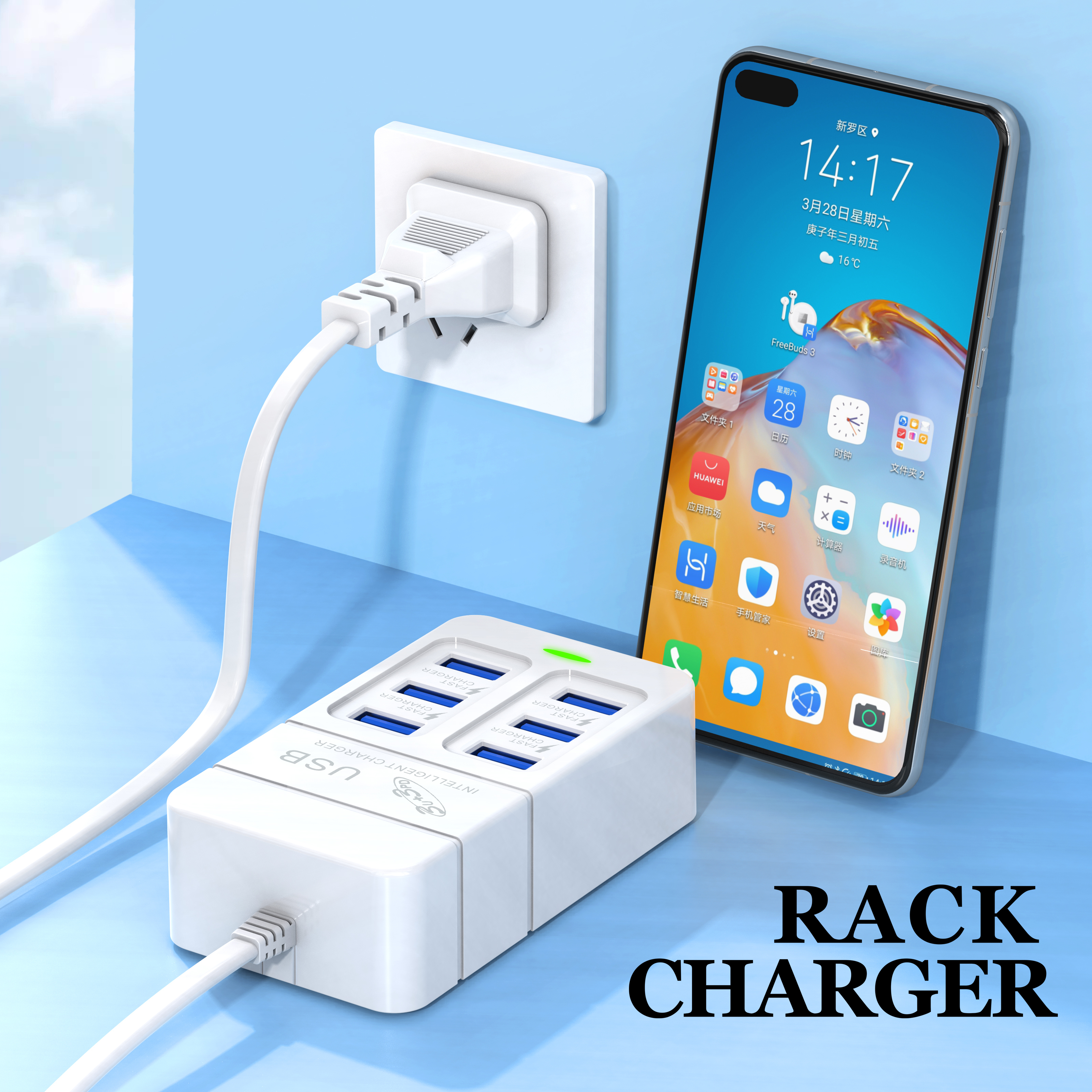6-In-1 USB Charger 35W PDประเภทC Fast Charge Chargerผนังอะแดปเตอร์โทรศัพท์Quick Charger 3.0 USB Hub EU US Plug 3 USB + 3 PD Charger