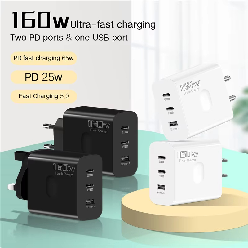 ที่ชาร์จ USB 160W USB Type C อะแดปเตอร์ชาร์จเร็ว3.0 PD ที่ชาร์จโทรศัพท์มือถือสำหรับ iPhone Samsung Xiaomi redmi OPPO