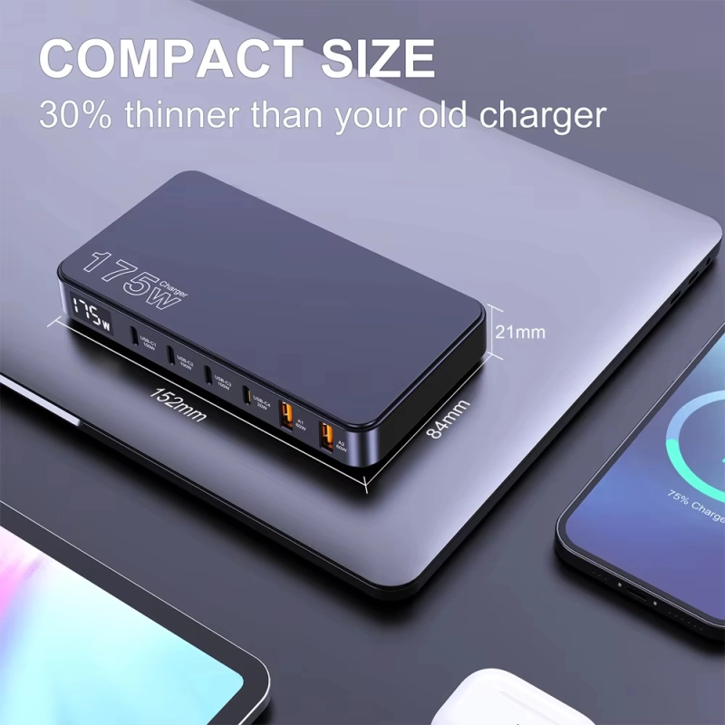 Ueetop ที่ชาร์จ USB C 175W Gan, ที่ชาร์จ USB C Type C Pd 100W PPS 45W ชาร์จเร็วสำหรับ MacBook Samsung iPhone
