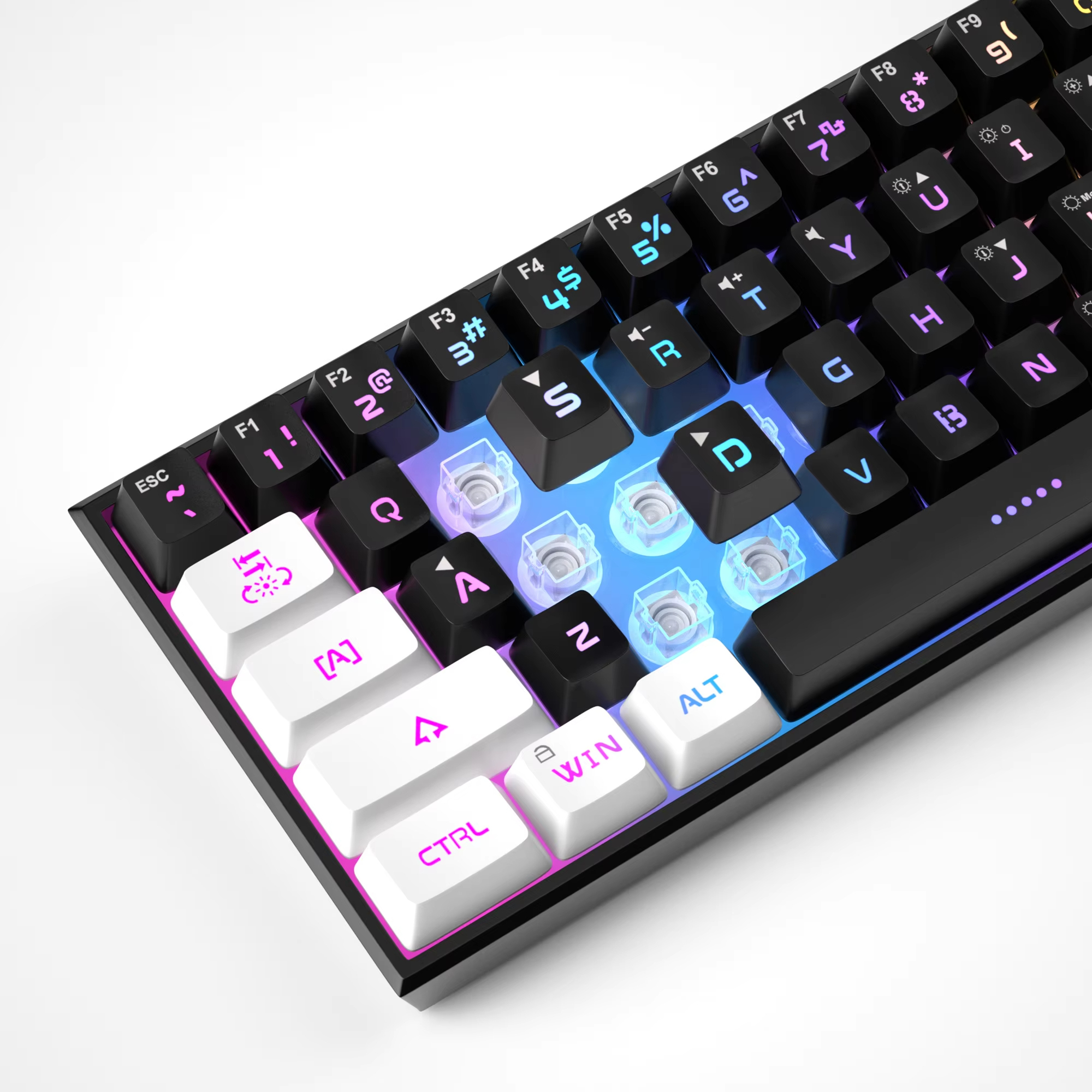 MageGee TS91 60% คีย์บอร์ดแบบมีสายขนาดกะทัดรัด 61 คีย์ RGB Backlight ขนาดเล็กแบบพกพาคอมพิวเตอร์สํานักงานเมมเบรนคีย์บอร์ดสําหรับ Windows PC