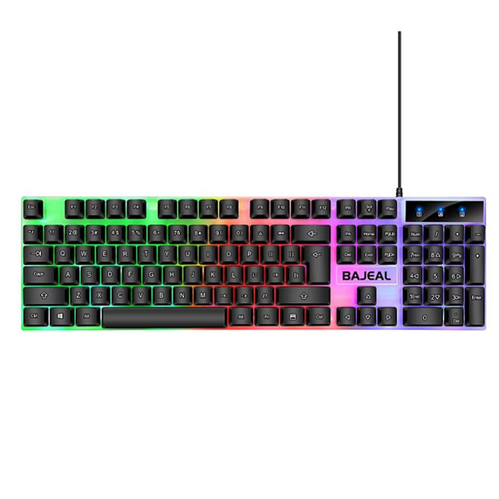 คีย์บอร์ดกลไก Keyboard Gaming RGB 98ปุ่มสายเคเบิล USB ยาว1.5ม. คีย์บอร์ดแบบมีสายเจ็ดสีสำหรับนักเล่นเกมคอมพิวเตอร์แล็ปท็อป
