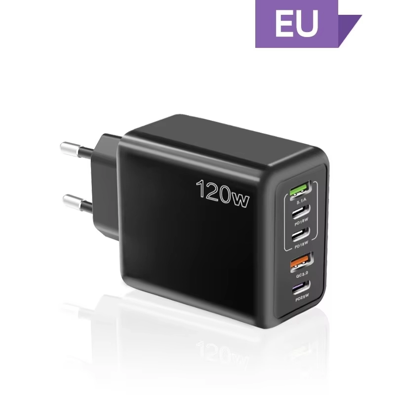 120W 5 in 1 2 USB 3 ประเภท C ชาร์จ Fast Wall Charger สําหรับ iPhone Samsung Xiaomi Huawei Oppo อะแดปเตอร์โทรศัพท์มือถือ