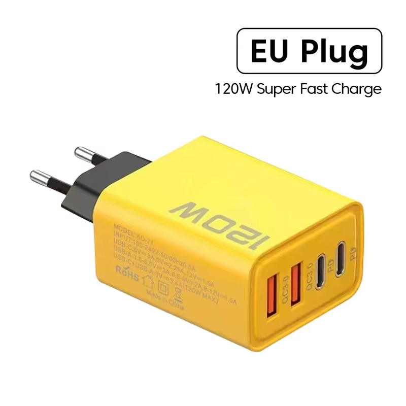 4 พอร์ต 120W USB C PD Charger Quick Charge 3.0 Fast CHARGING Type C USB Travel อะแดปเตอร์ชาร์จโทรศัพท์สําหรับ iPhone Samsung Xiaomi