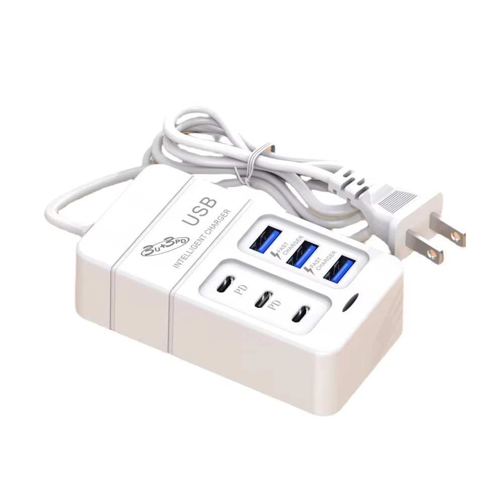 6-In-1 USB Charger 35W PDประเภทC Fast Charge Chargerผนังอะแดปเตอร์โทรศัพท์Quick Charger 3.0 USB Hub EU US Plug 3 USB + 3 PD Charger