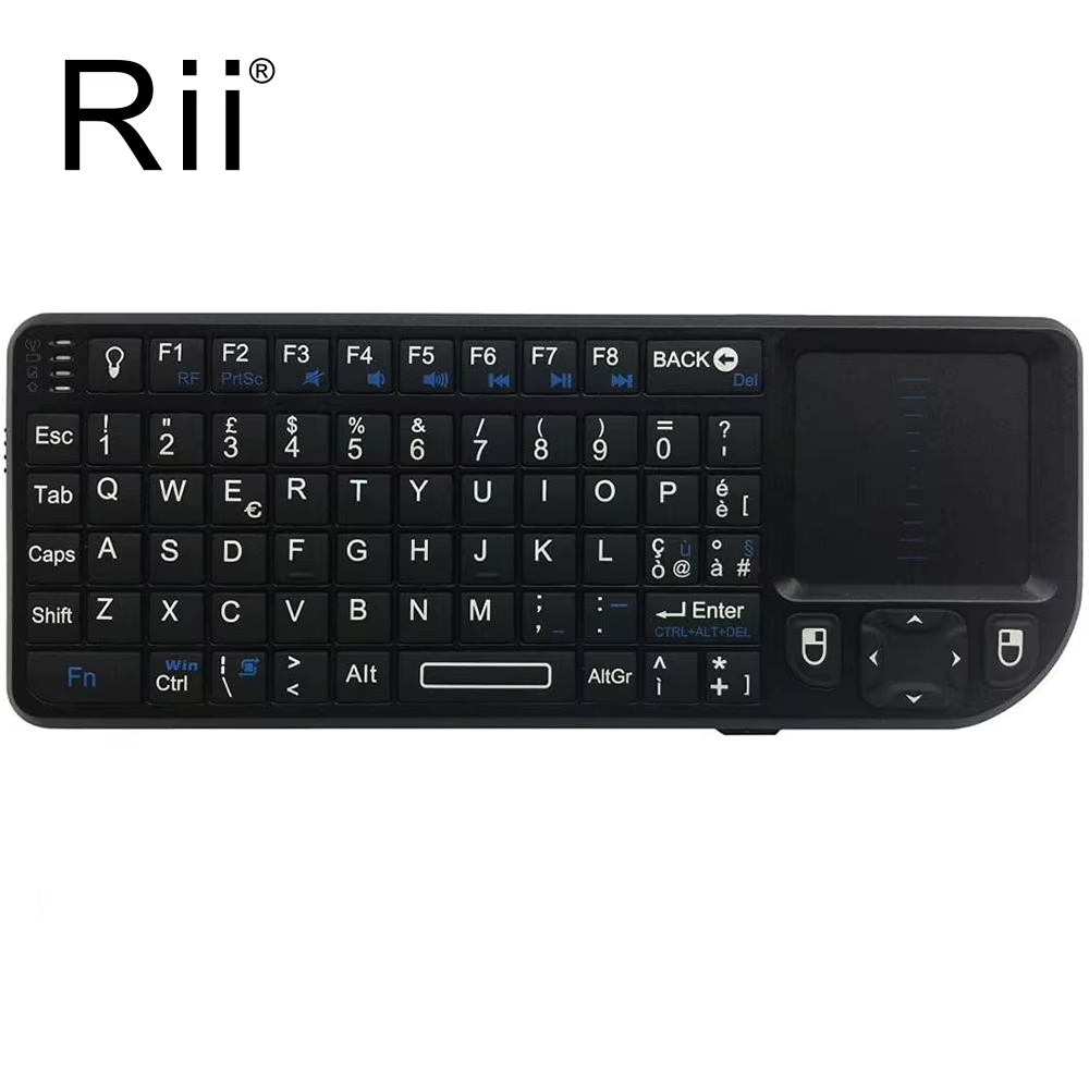 Rii X1 2.4GHz ไร้สายขนาดเล็กแป้นพิมพ์ภาษาอังกฤษ/ES/FR คีย์บอร์ดทัชแพดสำหรับ Android TV Box/PC/แล็ปท็อป