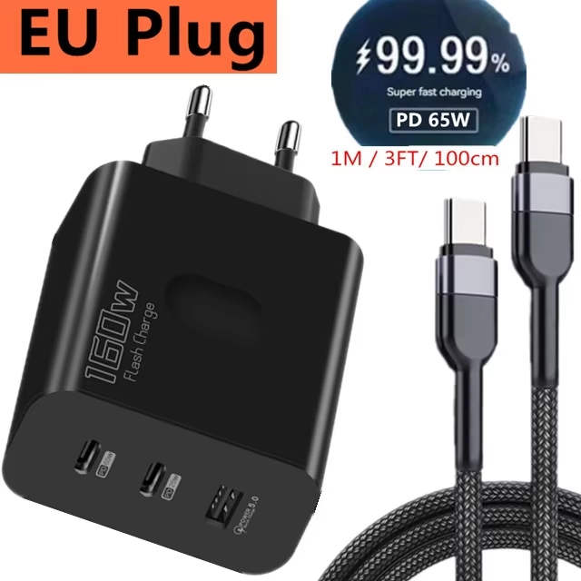 ที่ชาร์จ USB 160W USB Type C อะแดปเตอร์ชาร์จเร็ว3.0 PD ที่ชาร์จโทรศัพท์มือถือสำหรับ iPhone Samsung Xiaomi redmi OPPO