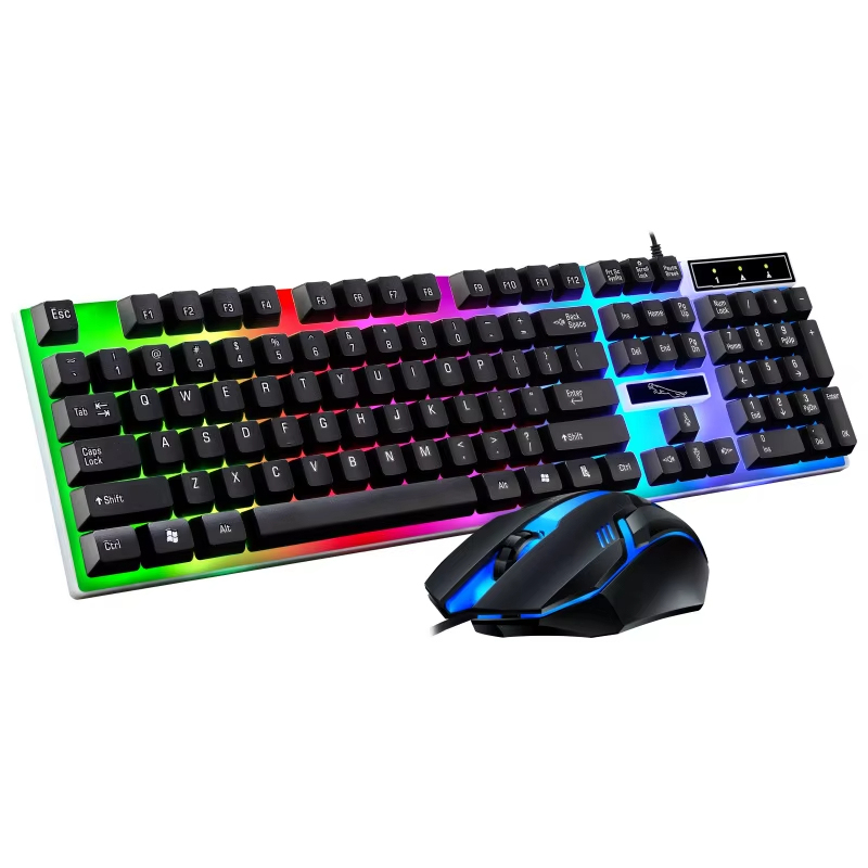 Gamer คีย์บอร์ดและเมาส์ Combo ชุด RGB LED 104 คีย์คีย์บอร์ดเมาส์สําหรับโน๊ตบุ๊คแล็ปท็อปเดสก์ท็อปพีซีแท็บเล็ต