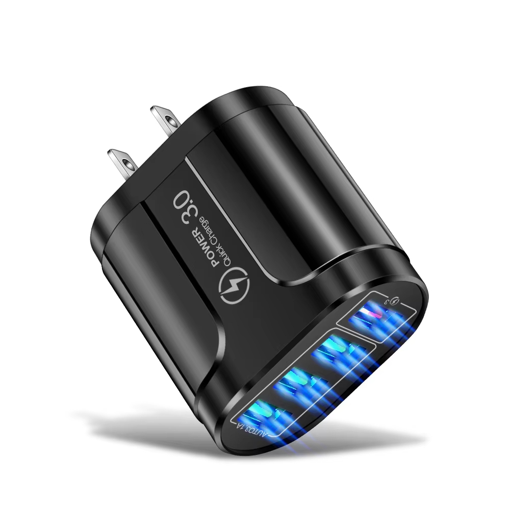 4 USB 45W USB ชาร์จเร็ว QC 3.0ผนังชาร์จเร็วสำหรับ iPhone 15 14 Samsung Xiaomi Mobile 4พอร์ต EU US ปลั๊กอะแดปเตอร์เดินทาง