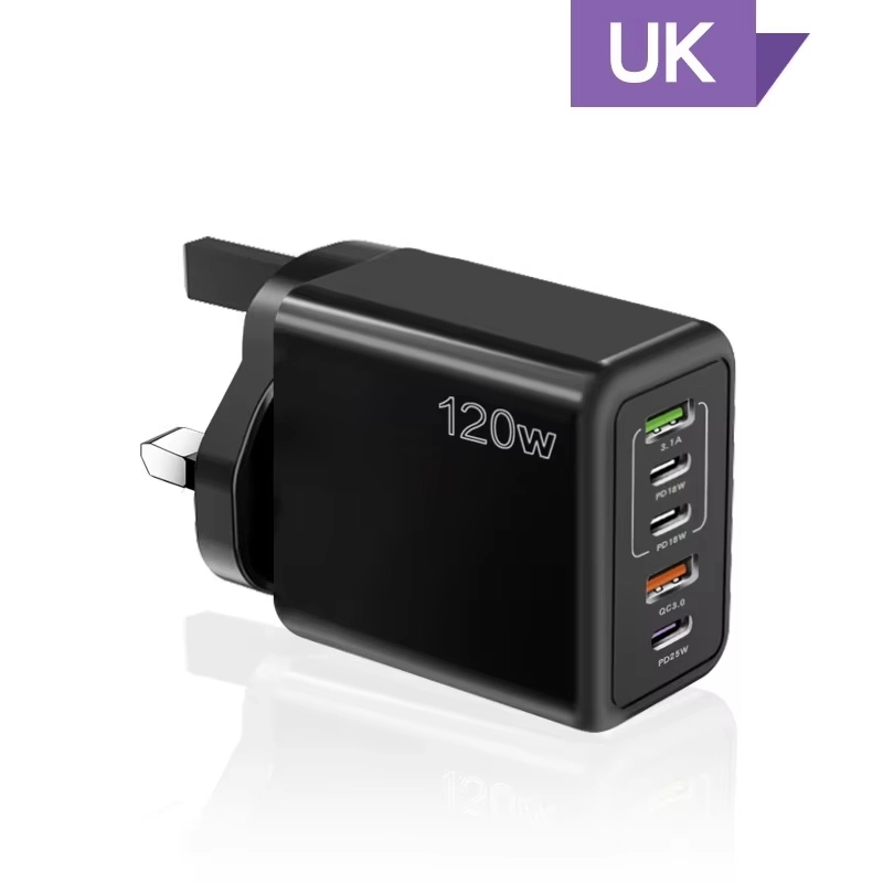 120W 5 in 1 2 USB 3 ประเภท C ชาร์จ Fast Wall Charger สําหรับ iPhone Samsung Xiaomi Huawei Oppo อะแดปเตอร์โทรศัพท์มือถือ