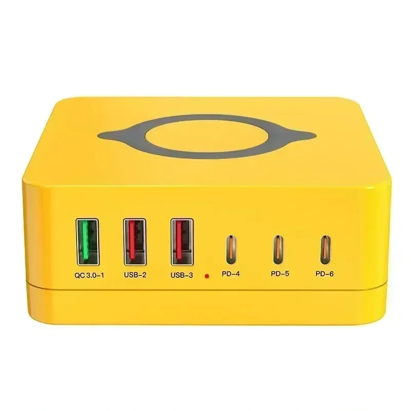 140W GAN Charger หลายพอร์ตเดสก์ท็อปไร้สาย USB ประเภท C 100W PPS PD 65W QC Fast CHARGING Station สําหรับแล็ปท็อปแท็บเล็ตโทรศัพท์
