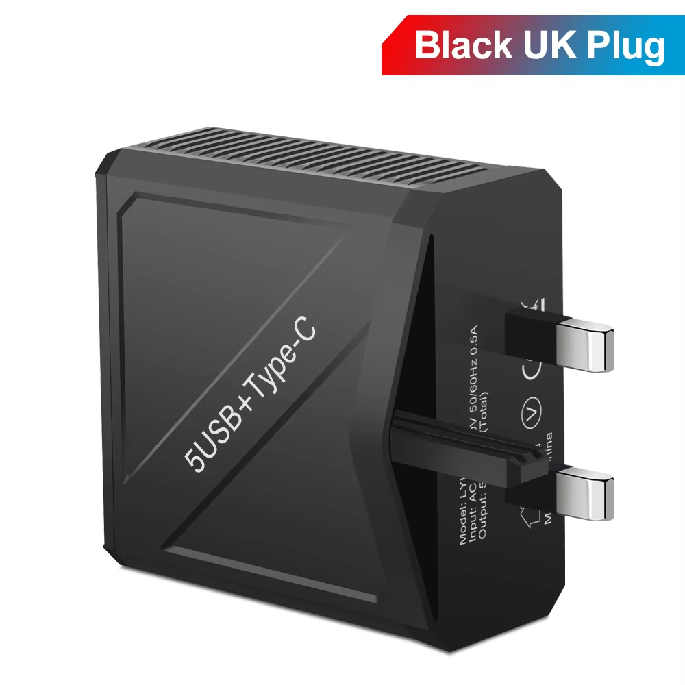65W 5 พอร์ต USB Charger PD อะแดปเตอร์ชาร์จสําหรับ Xiaomi iPhone Samsung Vivo โทรศัพท์มือถือปลั๊กชาร์จ QC 3.0 Wall Charger