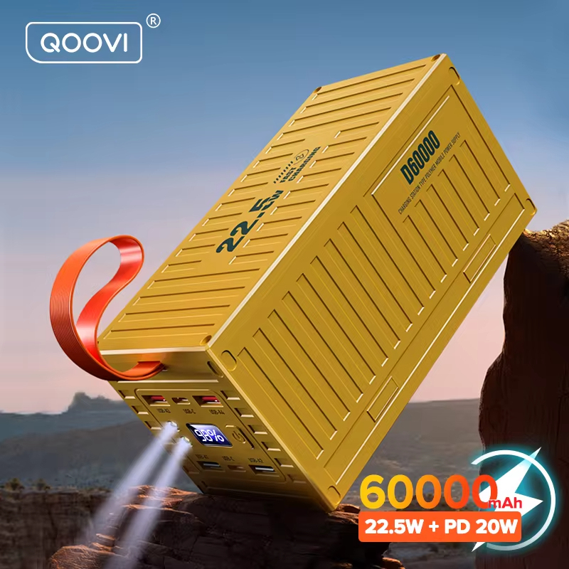 Qoovi พาวเวอร์แบงค์60000mAh 22.5W PD QC ที่ชาร์จ3.0พาวเวอร์แบงค์ความจุแบตเตอรี่ขนาดใหญ่ชาร์จเร็วสำหรับ iPhone Xiaomi