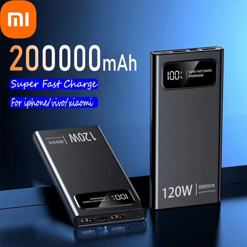 เสี่ยวมี่ 200000 mAh 120W Power Bank Super Fast CHARGING แบตเตอรี่ความจุสูงจอแสดงผลดิจิตอล Power Bank สําหรับ iPhone Samsung Huawei