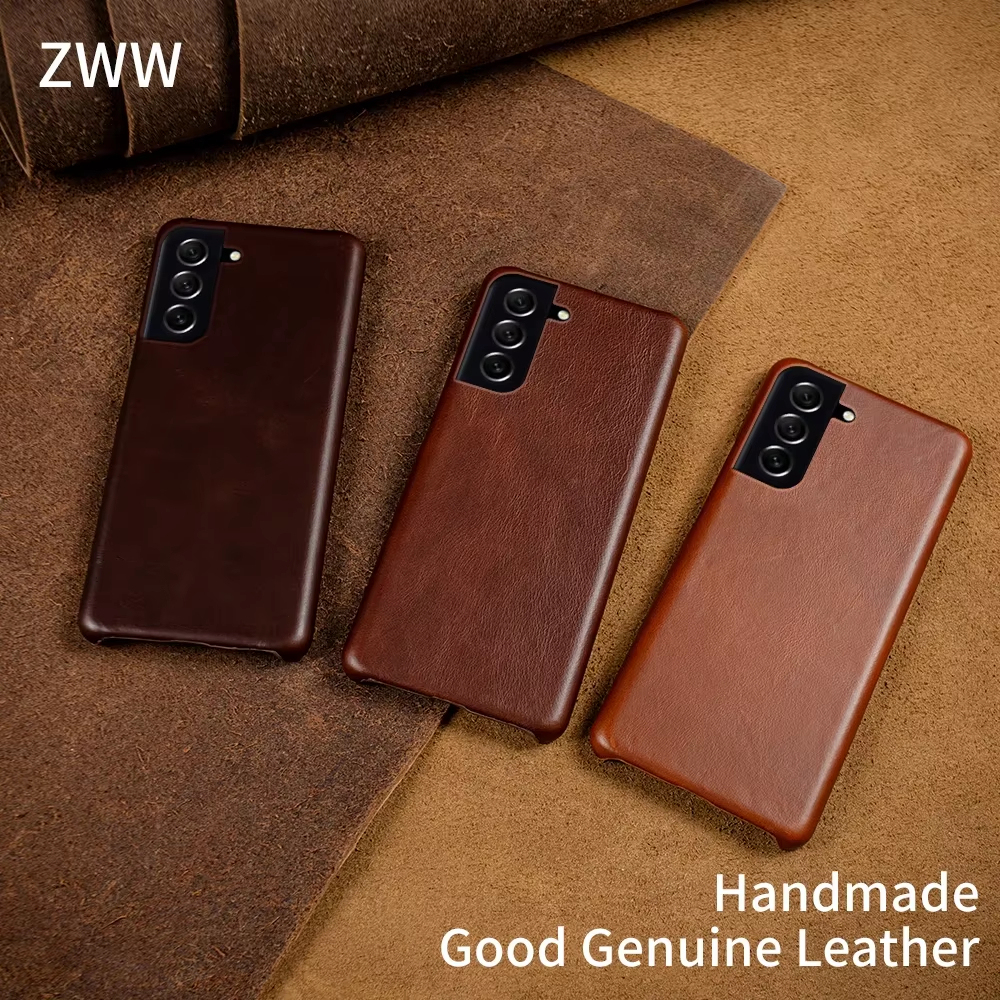 Hand Madeของแท้หนังสําหรับSamsung Galaxy S21 FE S20 S20FE 5G S20PlusความงามVINTAGEรูปแบบโทรศัพท์Shellฝาครอบกลับ