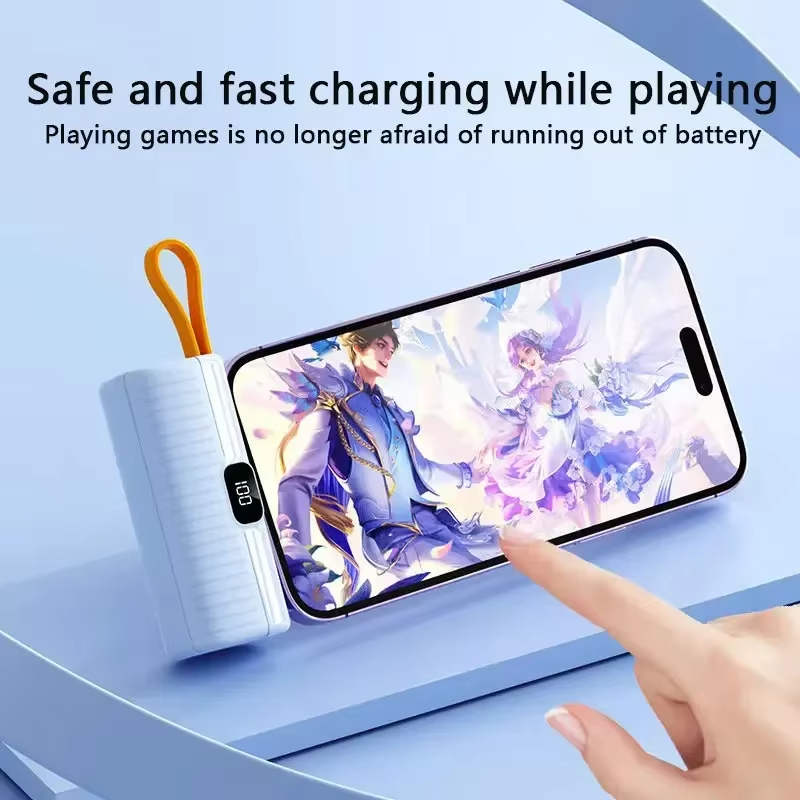 พาวเวอร์แบงค์ขนาดเล็ก50000MAH ใหม่ที่สร้างขึ้นในตัวสายพาวเวอร์แบงค์จอแสดงผลดิจิตอลแบตเตอรี่ภายนอกชาร์จแบบพกพาสำหรับ iPhone Samsung