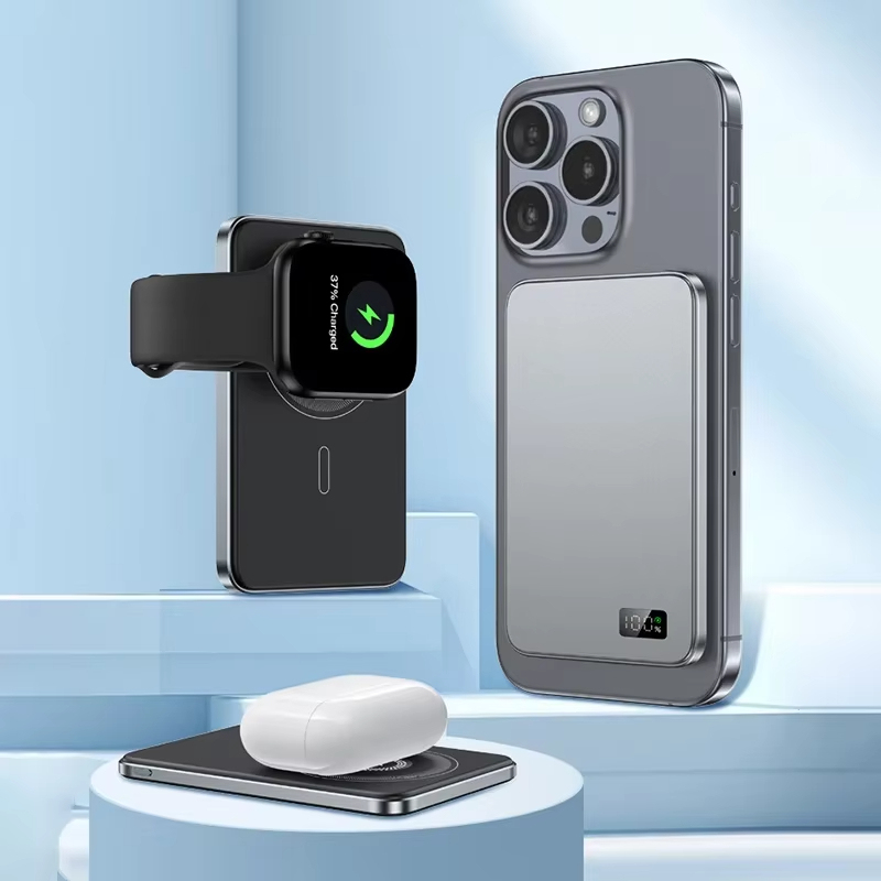 Xiaomi 10000mAh 3-in-1 Magsafe Magnetic Wireless Power Bank PD20W Fast ชาร์จแบบพกพาภายนอกสําหรับ Magsafe สําหรับ Iphone