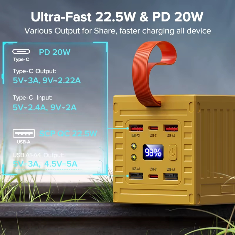 Qoovi พาวเวอร์แบงค์60000mAh 22.5W PD QC ที่ชาร์จ3.0พาวเวอร์แบงค์ความจุแบตเตอรี่ขนาดใหญ่ชาร์จเร็วสำหรับ iPhone Xiaomi
