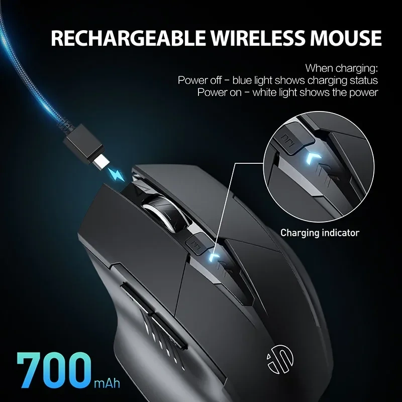 INPHIC F1 2.4G เมาส์ไร้สาย 500mAh Ergonomic ชาร์จจอแสดงผล Office Home เงียบแล็ปท็อปคอมพิวเตอร์เดสก์ท็อป Universal