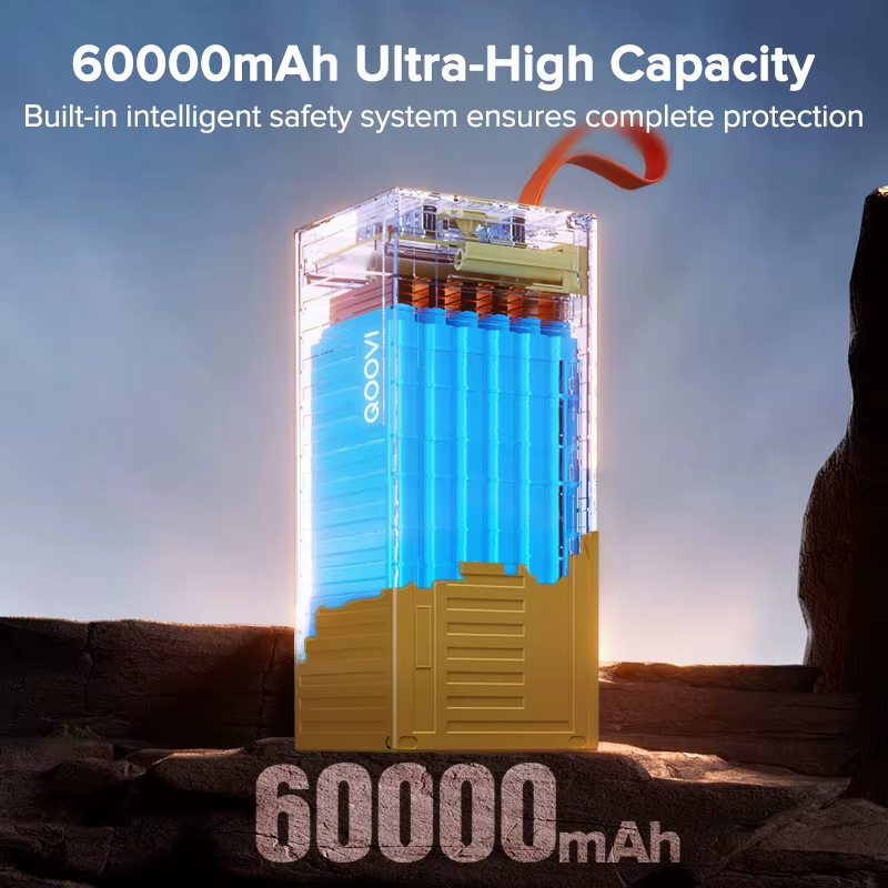 Qoovi พาวเวอร์แบงค์60000mAh 22.5W PD QC ที่ชาร์จ3.0พาวเวอร์แบงค์ความจุแบตเตอรี่ขนาดใหญ่ชาร์จเร็วสำหรับ iPhone Xiaomi