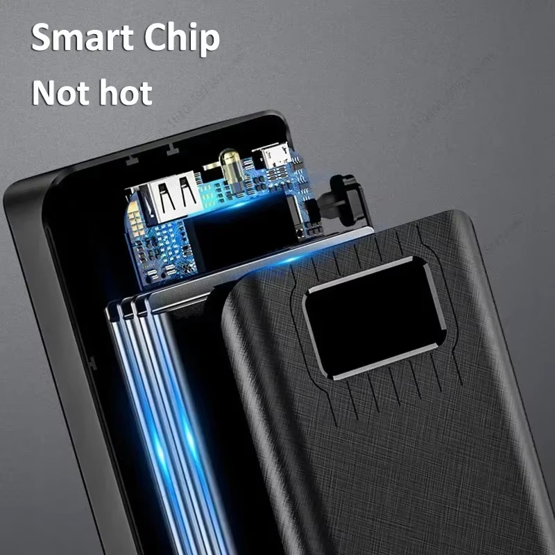 ที่ชาร์จแบตสำรองแบบพกพาขนาด30000มิลลิแอมป์ต่อชั่วโมง2.1A หน้าจอดิจิตอลชุดแบตเตอรี่ภายนอกไฟฉายสำหรับ Xiaomi iPhone