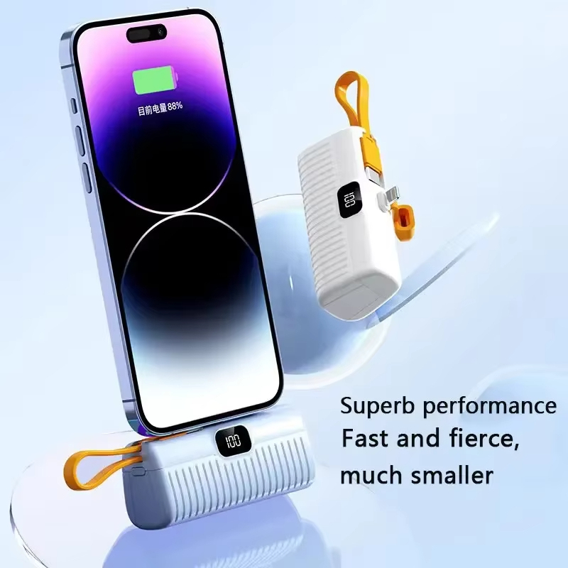 พาวเวอร์แบงค์ขนาดเล็ก50000MAH ใหม่ที่สร้างขึ้นในตัวสายพาวเวอร์แบงค์จอแสดงผลดิจิตอลแบตเตอรี่ภายนอกชาร์จแบบพกพาสำหรับ iPhone Samsung