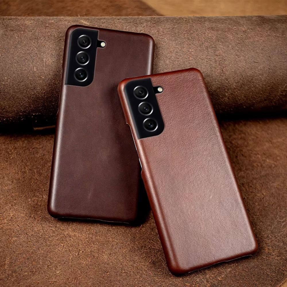 Hand Madeของแท้หนังสําหรับSamsung Galaxy S21 FE S20 S20FE 5G S20PlusความงามVINTAGEรูปแบบโทรศัพท์Shellฝาครอบกลับ