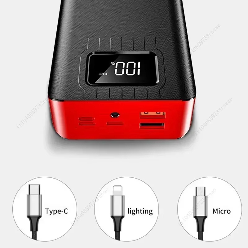 ที่ชาร์จแบตสำรองแบบพกพาขนาด30000มิลลิแอมป์ต่อชั่วโมง2.1A หน้าจอดิจิตอลชุดแบตเตอรี่ภายนอกไฟฉายสำหรับ Xiaomi iPhone