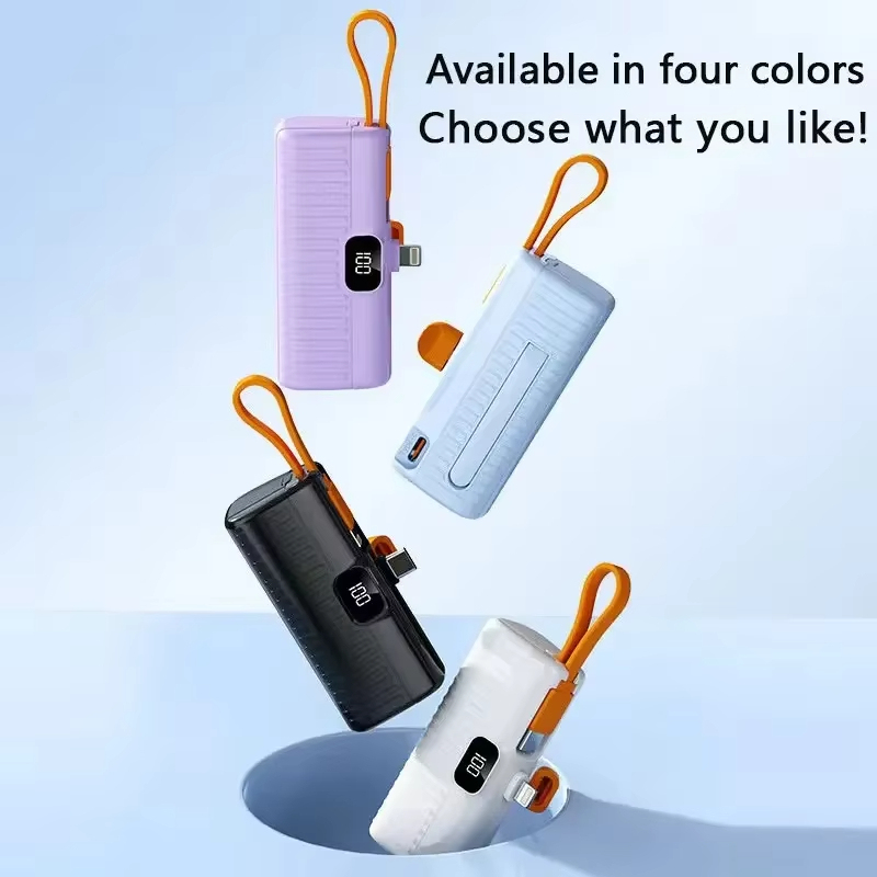 พาวเวอร์แบงค์ขนาดเล็ก50000MAH ใหม่ที่สร้างขึ้นในตัวสายพาวเวอร์แบงค์จอแสดงผลดิจิตอลแบตเตอรี่ภายนอกชาร์จแบบพกพาสำหรับ iPhone Samsung
