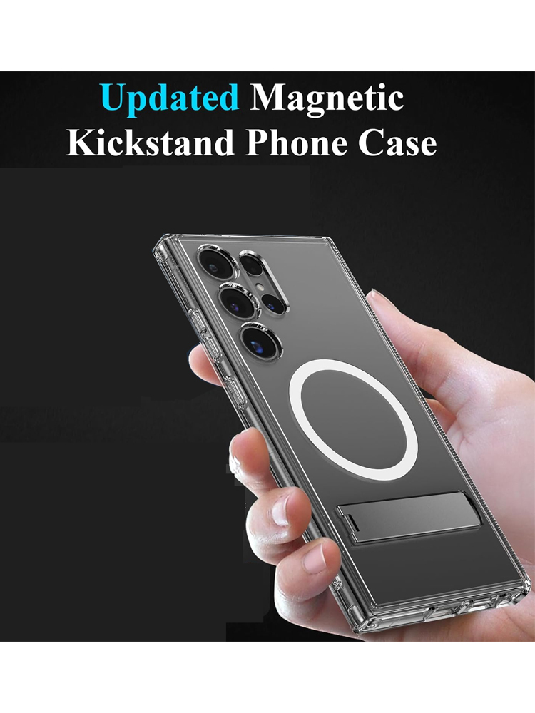 เคสโทรศัพท์แม่เหล็กกันกระแทกพร้อมขาตั้งสำหรับ Samsung Galaxy S24 S24อัลตร้า S24พลัส S23 S22อัลตร้าพลัส +