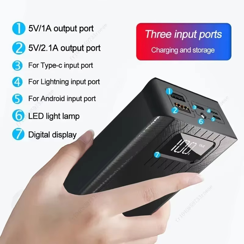 ที่ชาร์จแบตสำรองแบบพกพาขนาด30000มิลลิแอมป์ต่อชั่วโมง2.1A หน้าจอดิจิตอลชุดแบตเตอรี่ภายนอกไฟฉายสำหรับ Xiaomi iPhone