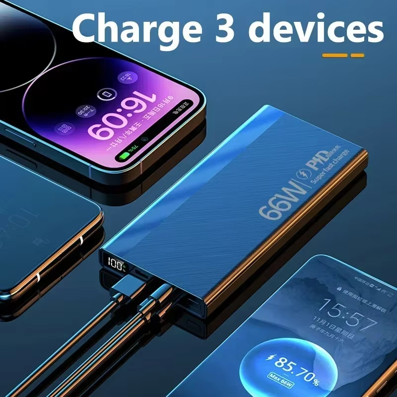 พาวเวอร์แบงค์30000mAh ชาร์จเร็วพิเศษ66W สำหรับ iPhone 13 14 Pro Huawei Xiaomi Samsung PD 20W ที่ชาร์จแบตเตอรี่ภายนอกพาวเวอร์แบงค์