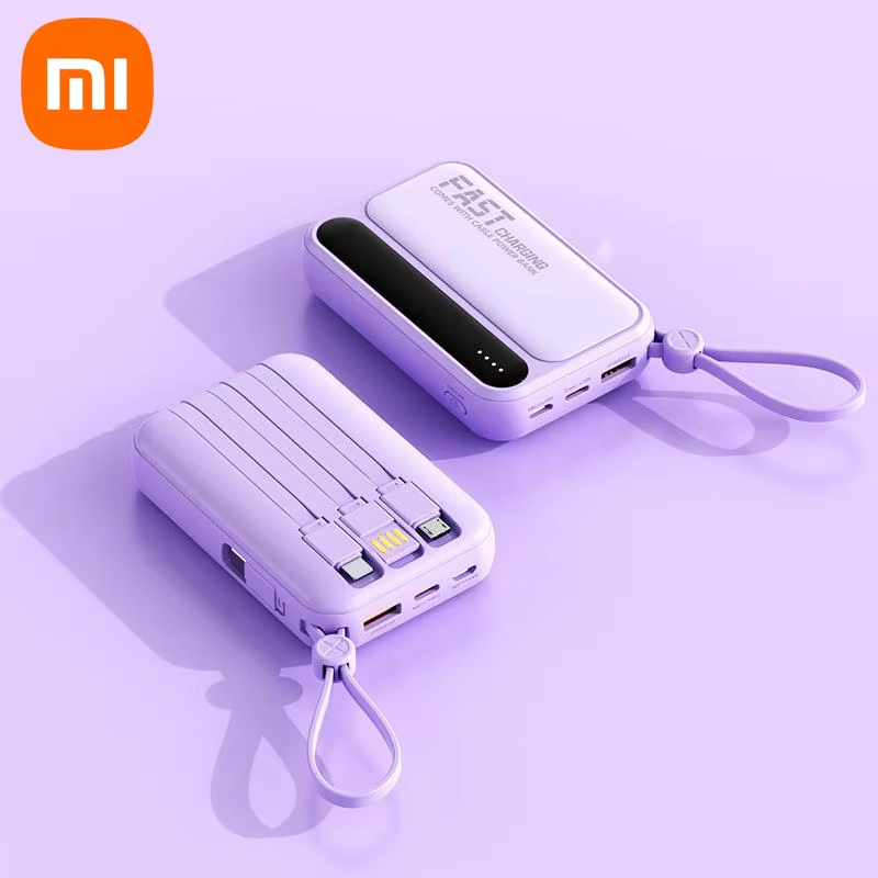 เสี่ยวมี่ 100000 mAh Power Bank ความจุขนาดใหญ่แบบพกพา Fast CHARGING Power Bank พร้อมแบตเตอรี่ 4 สายในตัวสําหรับ iPhone Samsung