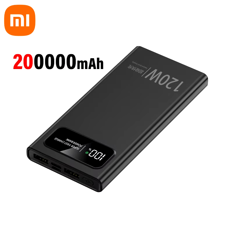 เสี่ยวมี่ 200000 mAh 120W Power Bank Super Fast CHARGING แบตเตอรี่ความจุสูงจอแสดงผลดิจิตอล Power Bank สําหรับ iPhone Samsung Huawei