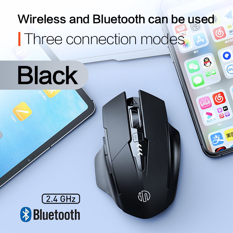 INPHIC F1 2.4G เมาส์ไร้สาย 500mAh Ergonomic ชาร์จจอแสดงผล Office Home เงียบแล็ปท็อปคอมพิวเตอร์เดสก์ท็อป Universal