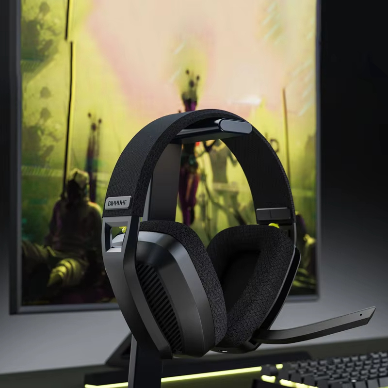 Binnune หูฟังเกมไร้สาย2.4กิกะเฮิร์ตซ์พร้อมไมค์สำหรับ PS5 PS4พีซี Mac Headset GAMING Bluetooth หูฟังเกมเพลย์สเตชันพร้อมไมโครโฟน
