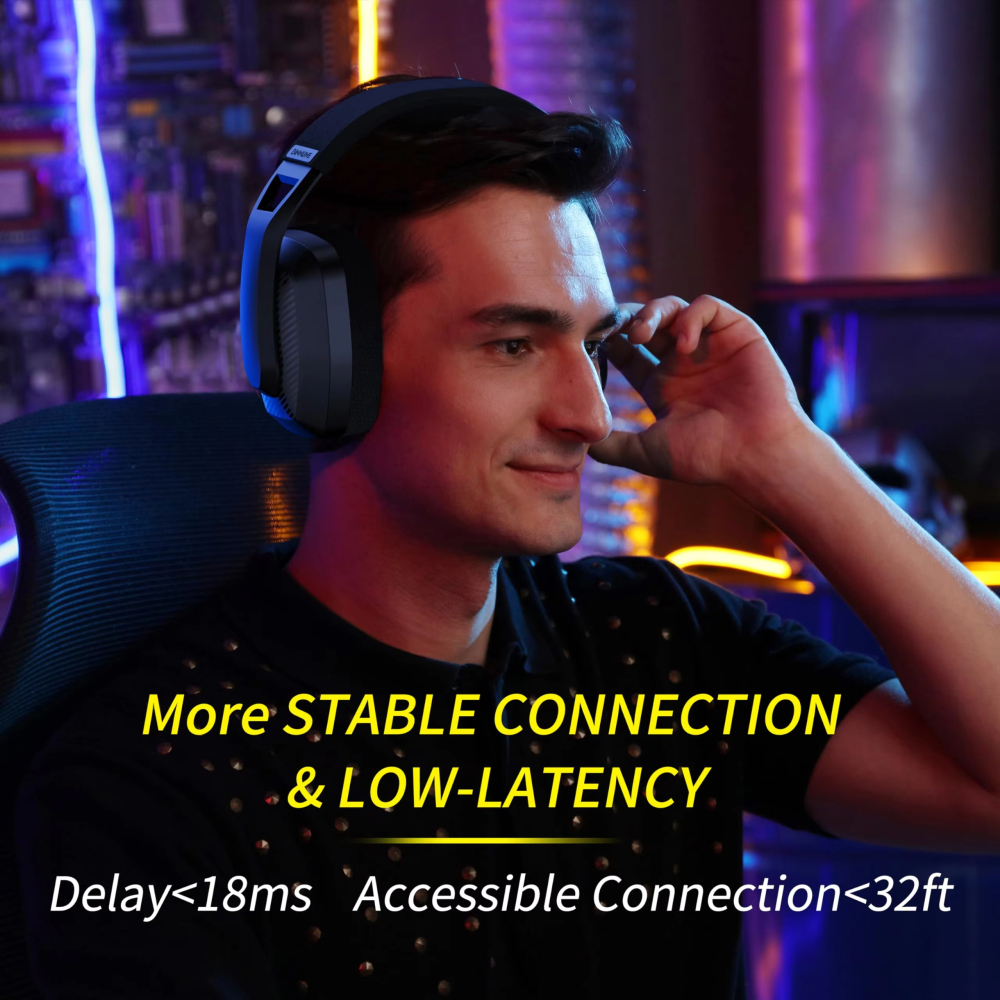 Binnune หูฟังเกมไร้สาย2.4กิกะเฮิร์ตซ์พร้อมไมค์สำหรับ PS5 PS4พีซี Mac Headset GAMING Bluetooth หูฟังเกมเพลย์สเตชันพร้อมไมโครโฟน