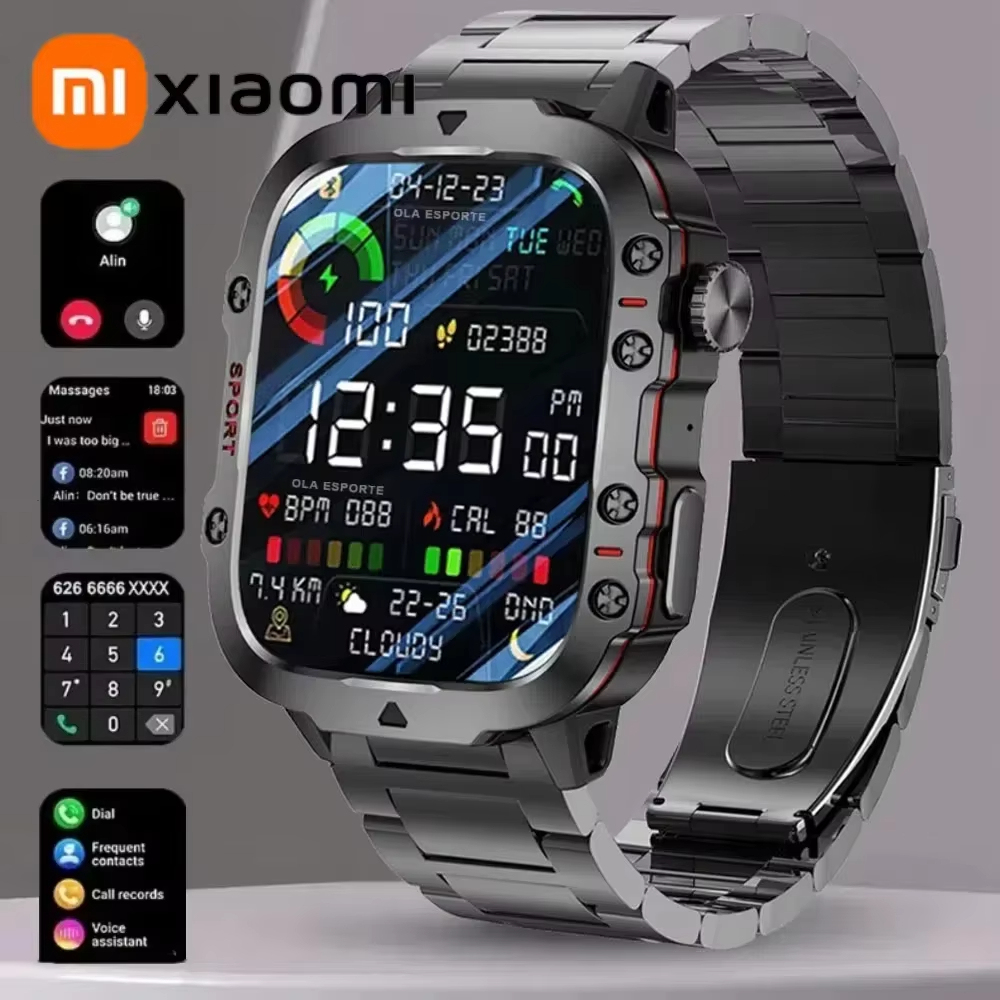 Xiaomi Mijia ทหารสมาร์ทนาฬิกาผู้ชาย IP68 5ATM กีฬากลางแจ้งฟิตเนส Tracker Health Monitor 1.81 นิ้ว BT Call Smartwatch ใหม่