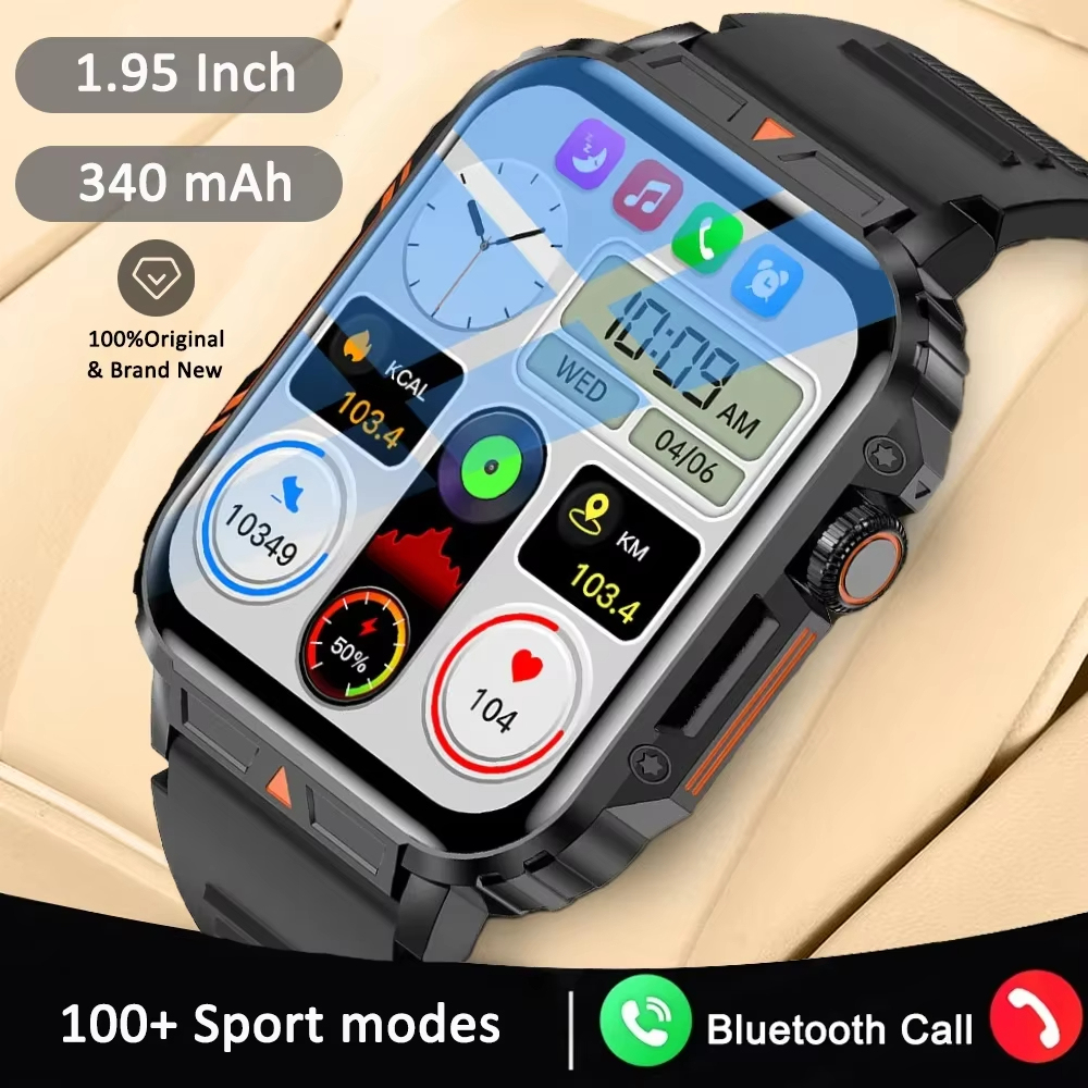 นาฬิกาอัจฉริยะสมาร์ทวอชสำหรับผู้ชายทหาร, IP68บลูทูธกันน้ำสำหรับผู้หญิงแอนดรอยด์2024