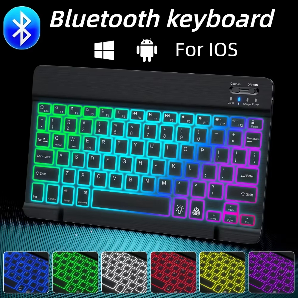 คีย์บอร์ดไร้สาย Bluetooth สําหรับโทรศัพท์แท็บเล็ตคีย์บอร์ด iPad ไร้สายพร้อมคีย์บอร์ดแบบชาร์จไฟได้ Backlit สําหรับ IOS Android/ Window