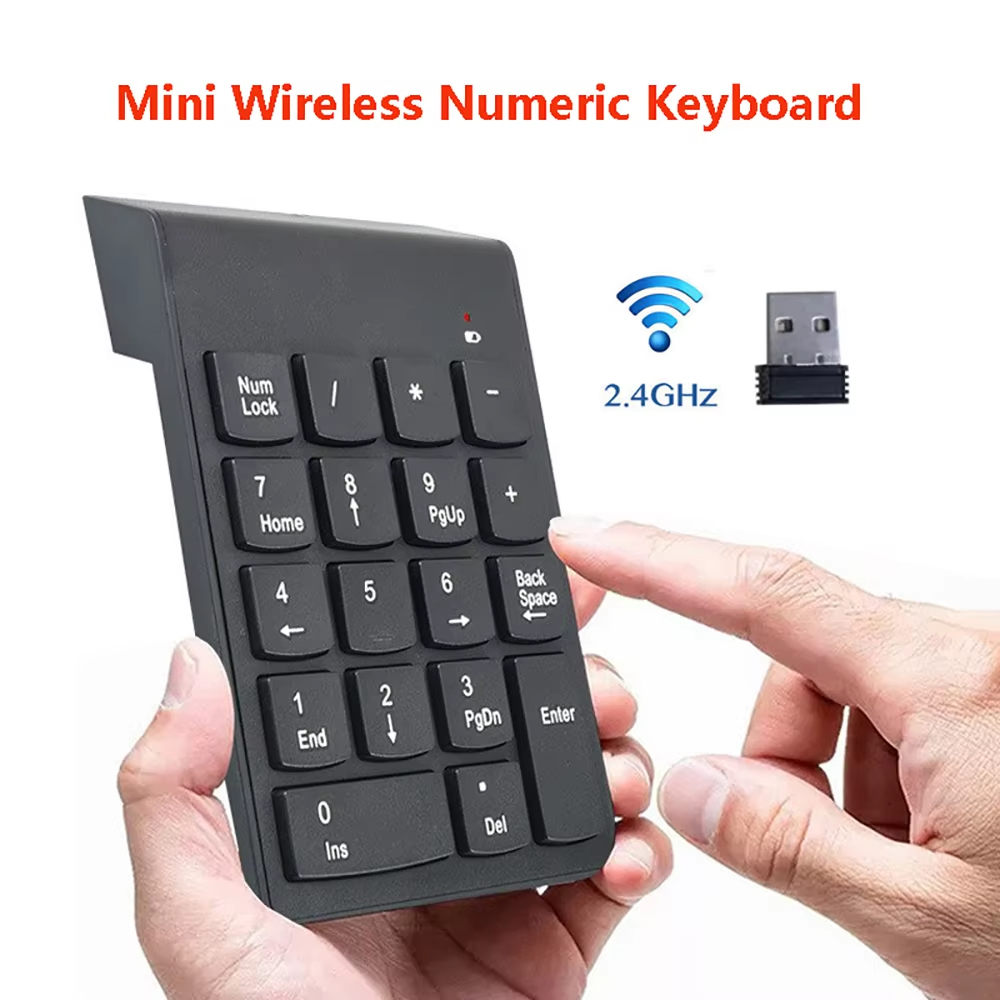 มินิไร้สายคีย์บอร์ด2.4GHz 18คีย์ดิจิตอล Pave Numpad สำหรับ Accounting Teller แล็ปท็อปแท็บเล็ตโน้ตบุ๊ค