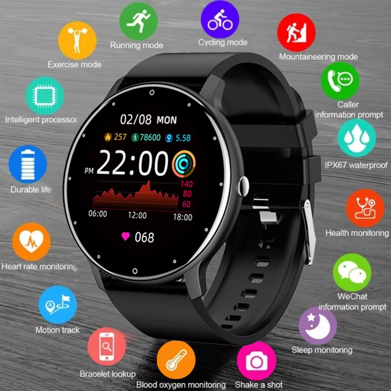 ZL02D สมาร์ทวอชสำหรับผู้ชาย Full Touch Screen สายรัดข้อมือฟิตเนส IP68กันน้ำ Bluetooth Smartwatch สำหรับสมาร์ทโฟนสำหรับผู้ชายผู้ชาย2023