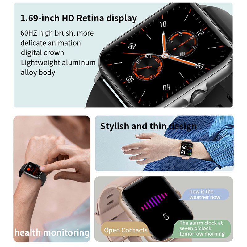 2024 สมาร์ทวอท์ชบลูทูธเล่นเพลงSmartwatchฟิตเนสนาฬิกาดิจิตอลกีฬานาฬิกากันน้ําสําหรับผู้ชายผู้หญิงIOS Android