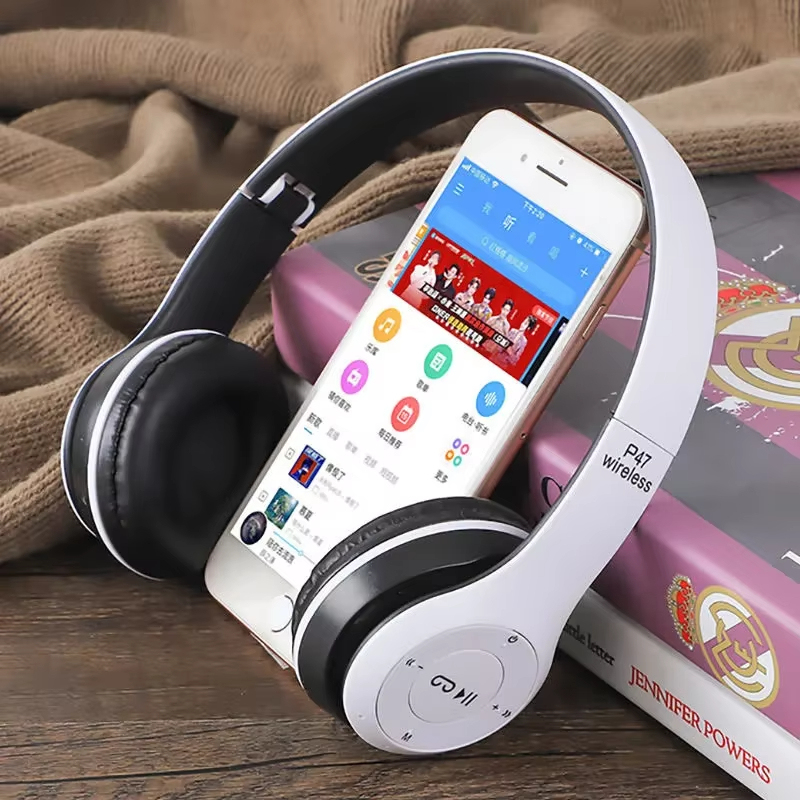 หูฟังไร้สายบลูทูธ 5.0 หูฟังเบสแบบพับได้พร้อมหน่วยความจํา TF Card สําหรับ iPhone Xiaomi Samsung โทรศัพท์พร้อมชุดหูฟังไมโครโฟน