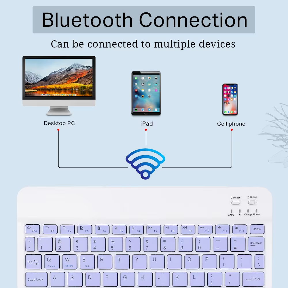 คีย์บอร์ดบลูทูธไร้สายขนาดเล็กสำหรับ iPad โทรศัพท์แท็บเล็ตคีย์บอร์ดและเมาส์บลูทูธแบบพกพาสำหรับ Samsung Xiaomi Android