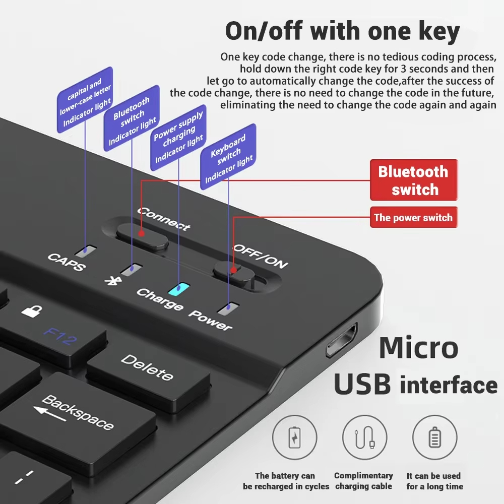 คีย์บอร์ดไร้สาย Bluetooth สําหรับโทรศัพท์แท็บเล็ตคีย์บอร์ด iPad ไร้สายพร้อมคีย์บอร์ดแบบชาร์จไฟได้ Backlit สําหรับ IOS Android/ Window