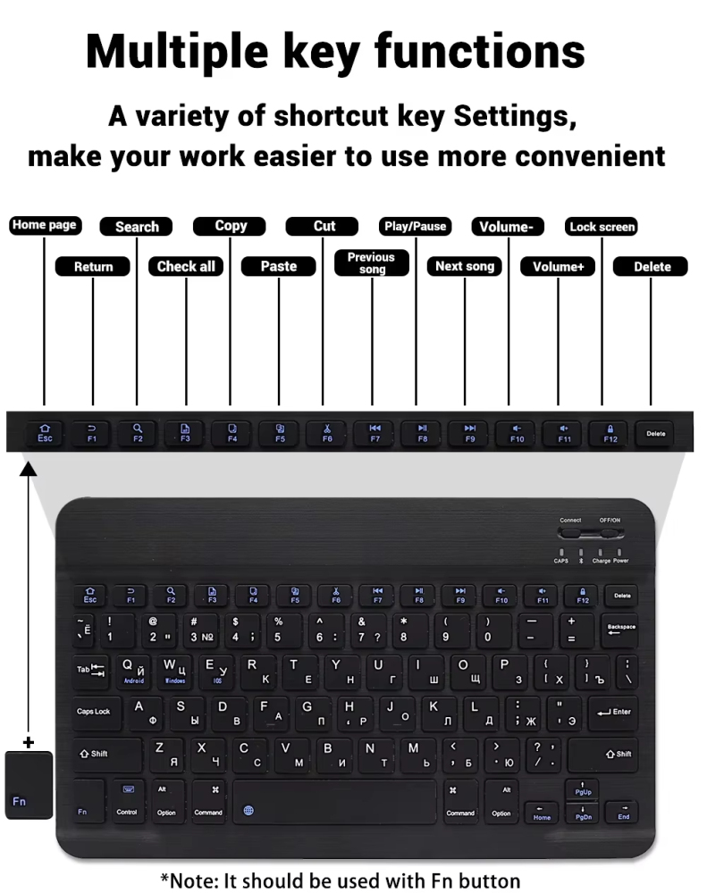 คีย์บอร์ดไร้สาย Bluetooth สําหรับโทรศัพท์แท็บเล็ตคีย์บอร์ด iPad ไร้สายพร้อมคีย์บอร์ดแบบชาร์จไฟได้ Backlit สําหรับ IOS Android/ Window