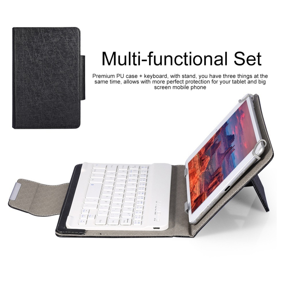 แป้นพิมพ์บลูทูธไร้สายแบบสากลพร้อมเคสหนังตั้งได้สำหรับ iPad 7 8นิ้ว9 10นิ้วสำหรับ iOS Android Windows