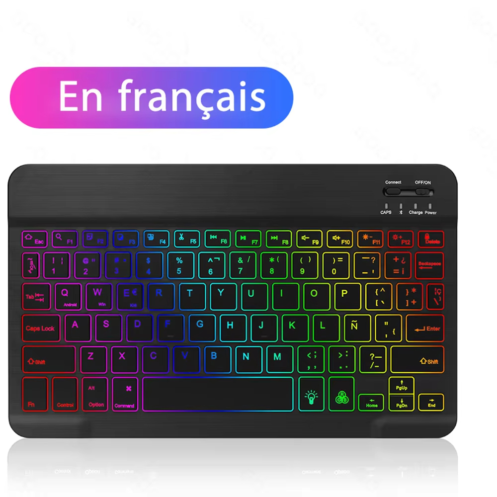 Emtra เมาส์และคีย์บอร์ดบลูทูธแบ็คไลท์สำหรับ iOS Android Windows สำหรับ iPad แป้นพิมพ์โปรตุเกสแป้นพิมพ์และเมาส์ภาษาสเปน