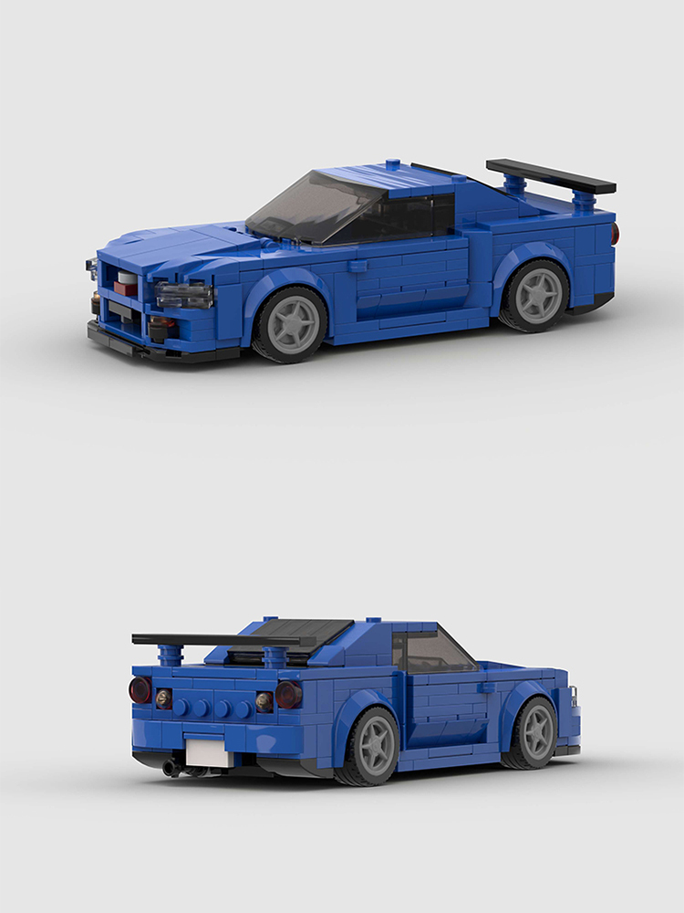 Nissan Skyline R34 GTR MOC Car Building Block Super race Vehicle Brick