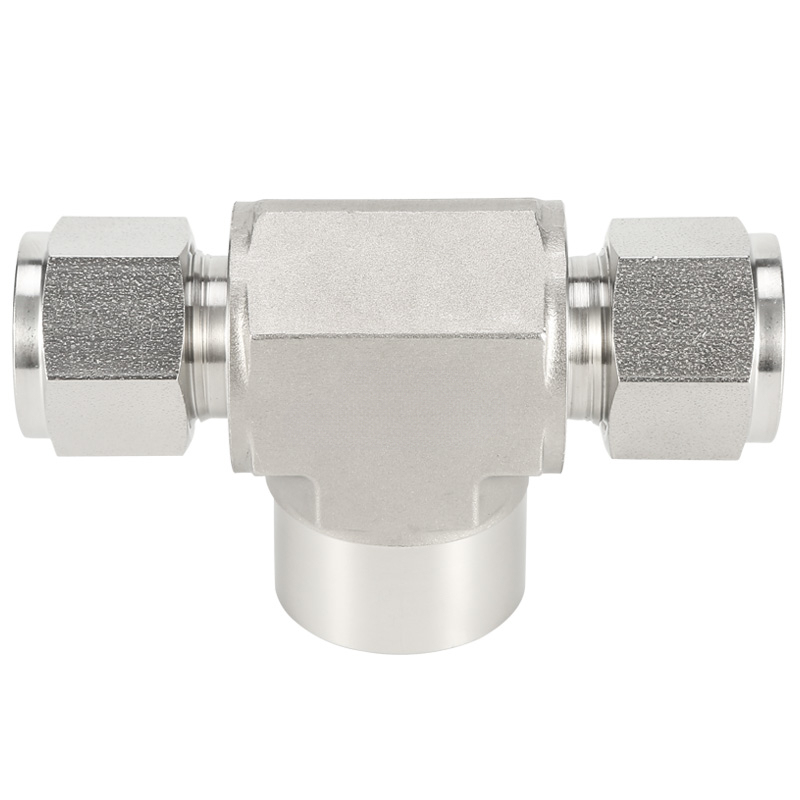 SS316 Double Ferrule Tube Fitting Female Branch Tee